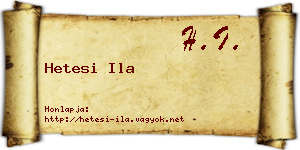 Hetesi Ila névjegykártya